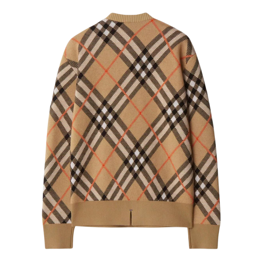 Pull BURBERRY laine mélangée beige nova check orange