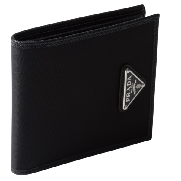 Portefeuille PRADA Re nylon cuir Saffiano noir