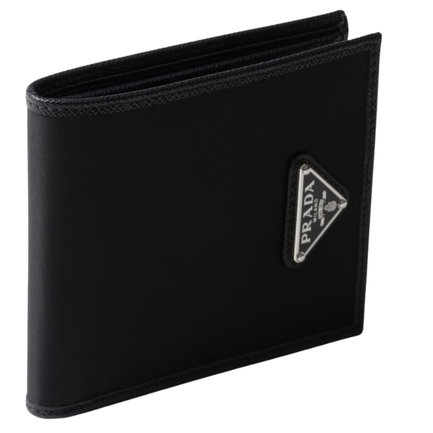 Portefeuille PRADA Re nylon cuir Saffiano noir