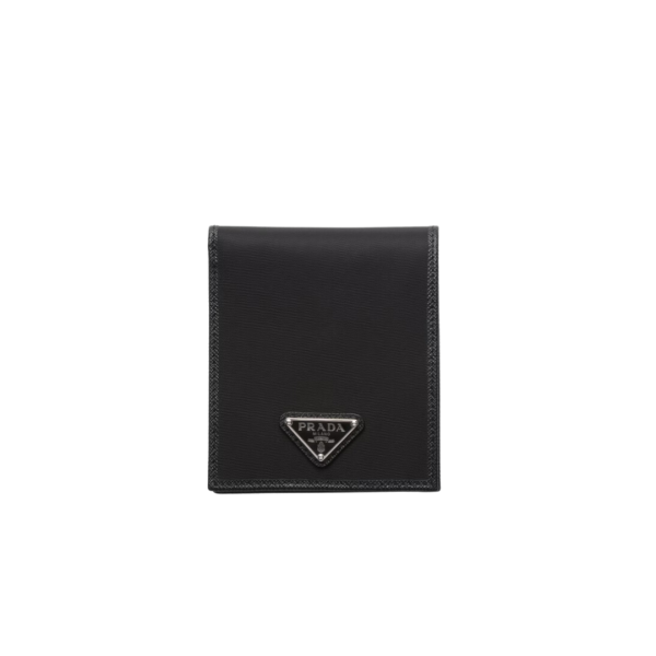 Portefeuille PRADA Re nylon cuir Saffiano noir