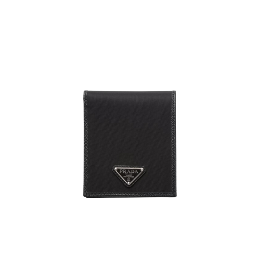Portefeuille PRADA Re nylon cuir Saffiano noir