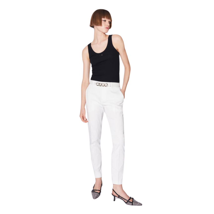 Pantalon BARBARA BUI Cigarette roxy coton blanc