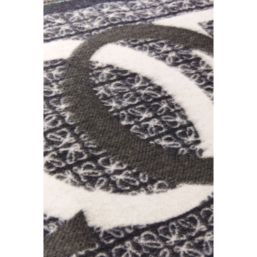 Echarpe LOEWE Love Laine cachemire bleu marine jacquard anagramme