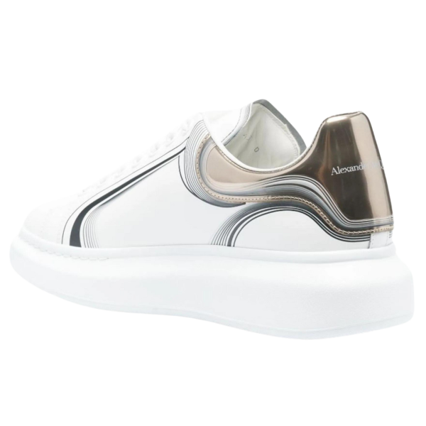 Baskets ALEXANDER MCQUEEN oversize cuir blanc vague talon argent