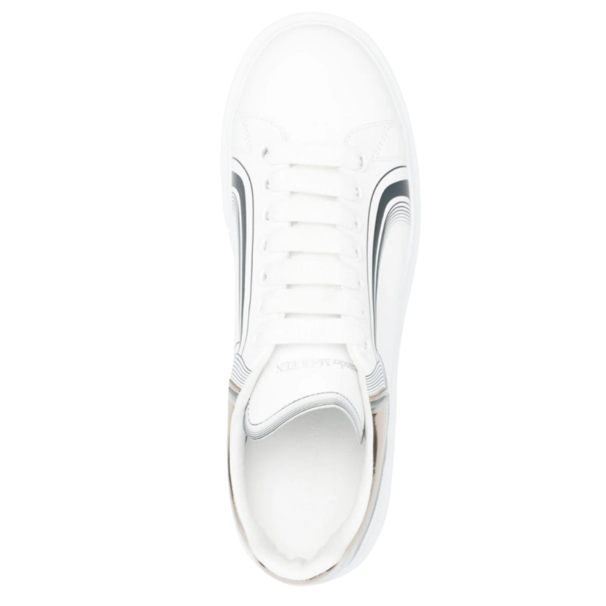 Baskets ALEXANDER MCQUEEN oversize cuir blanc vague talon argent