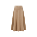 Jupe midi évasée maille laine coton camel