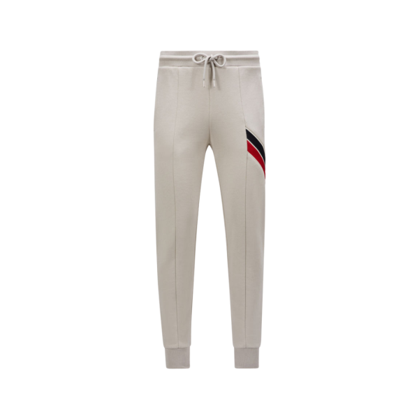 pantalon de survêtement MONCLER coton mélangé beige bordure tricolore