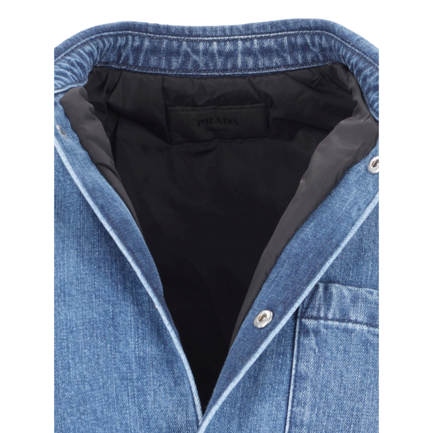 Veste PRADA manche longue denim jean bleu nylon matelassé
