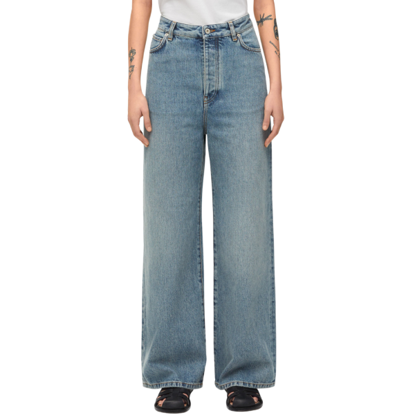 Jean large LOEWE taille haute denim coton bleu délavé