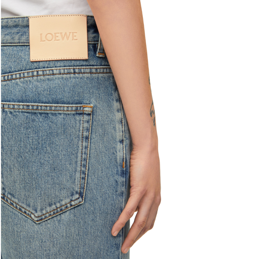 Jean large LOEWE taille haute denim coton bleu délavé