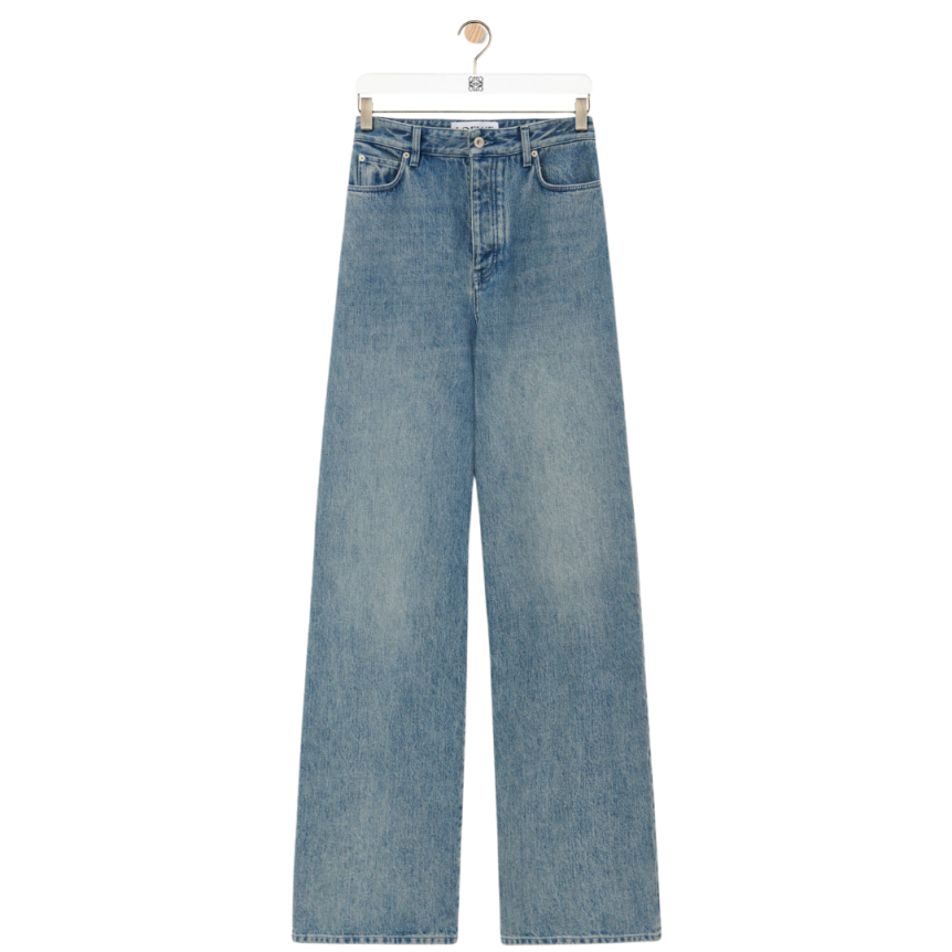 Jean large LOEWE taille haute denim coton bleu délavé