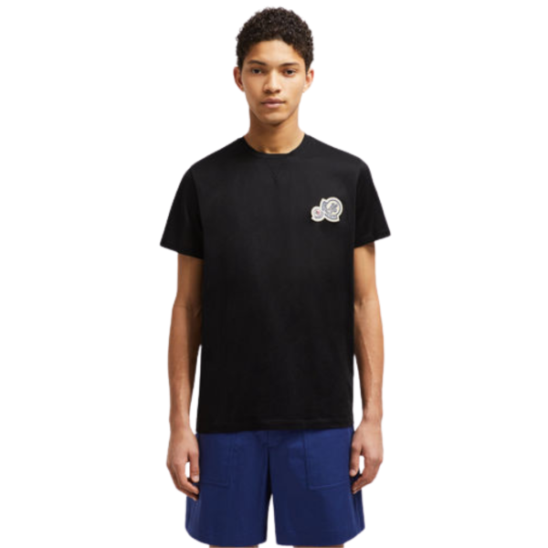 T-shirt MONCLER manche courte col rond coton noir double logo