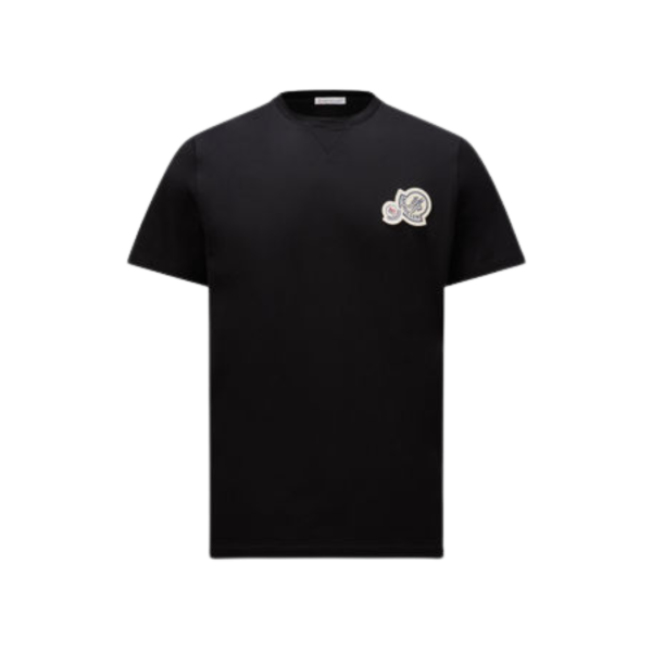 T-shirt MONCLER manche courte col rond coton noir double logo