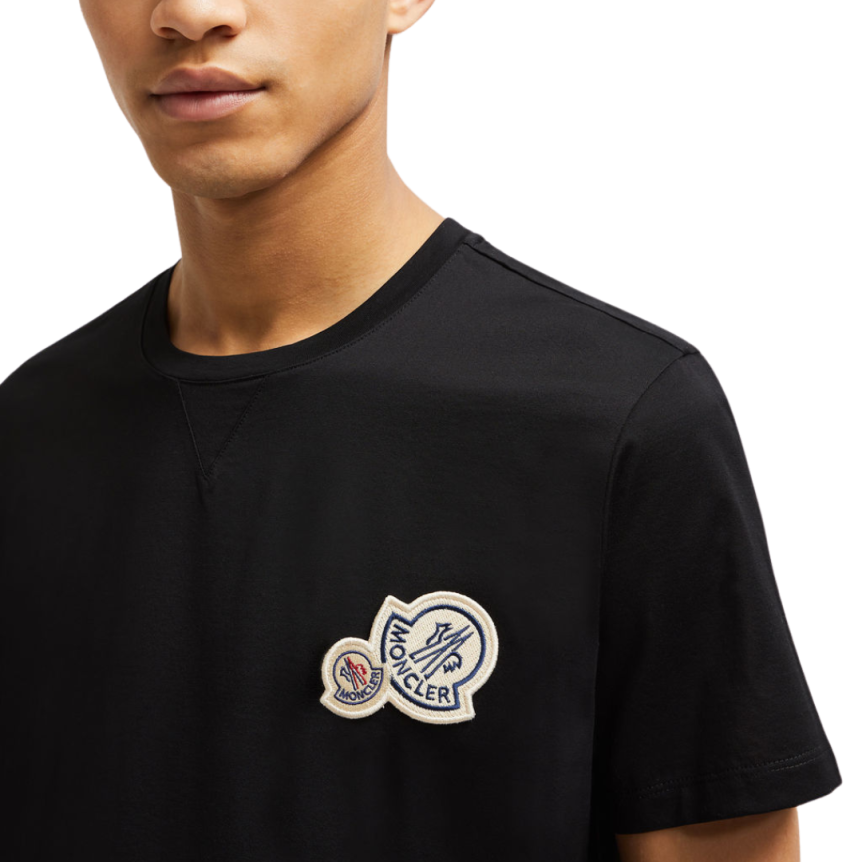T-shirt MONCLER manche courte col rond coton noir double logo