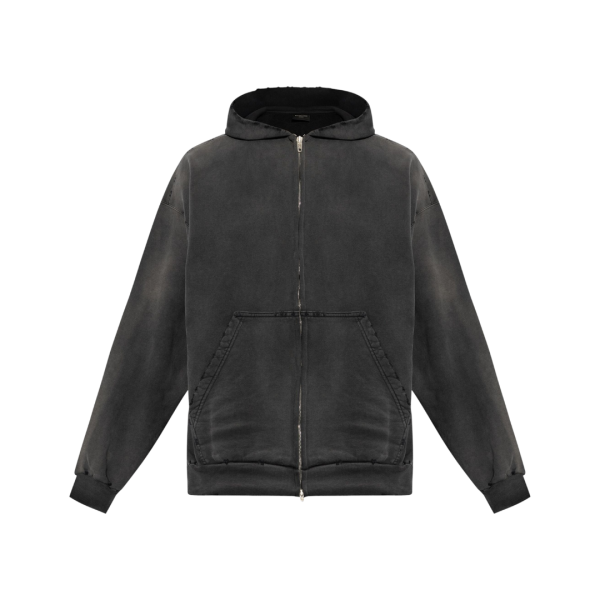 Hoodie BALENCIAGA Not Been Done Zippé molleton coton noir