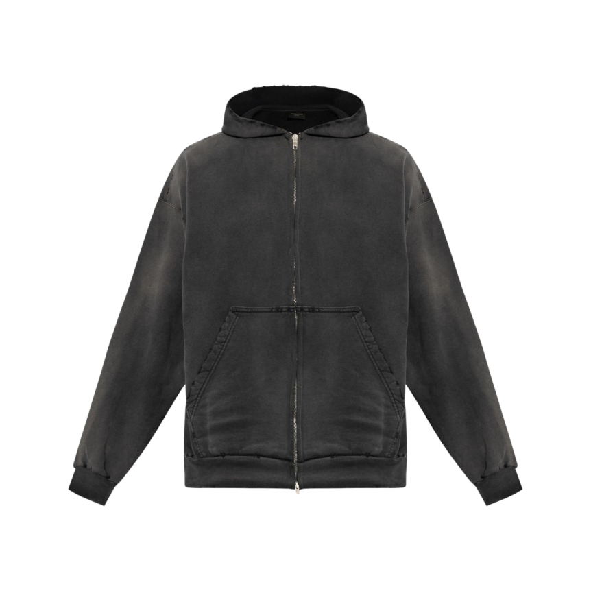 Hoodie BALENCIAGA Not Been Done Zippé molleton coton noir