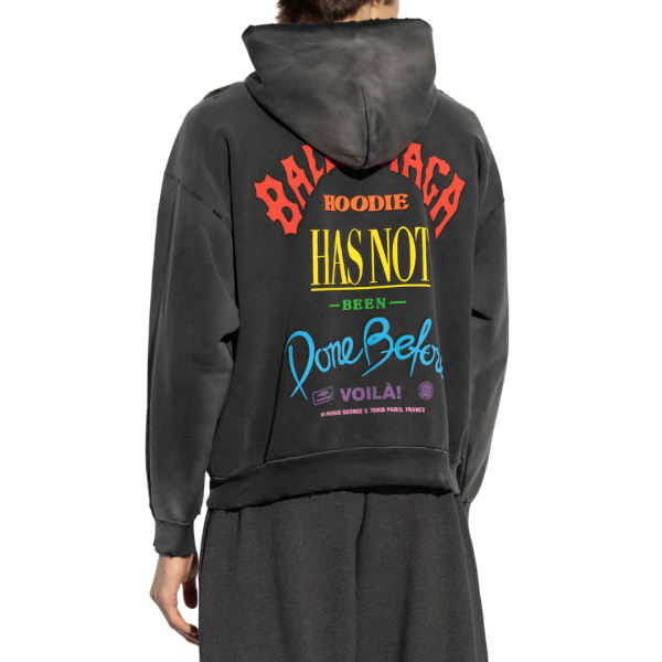 Hoodie BALENCIAGA Not Been Done Zippé molleton coton noir