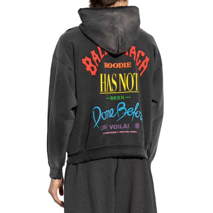 Hoodie BALENCIAGA Not Been Done Zippé molleton coton noir