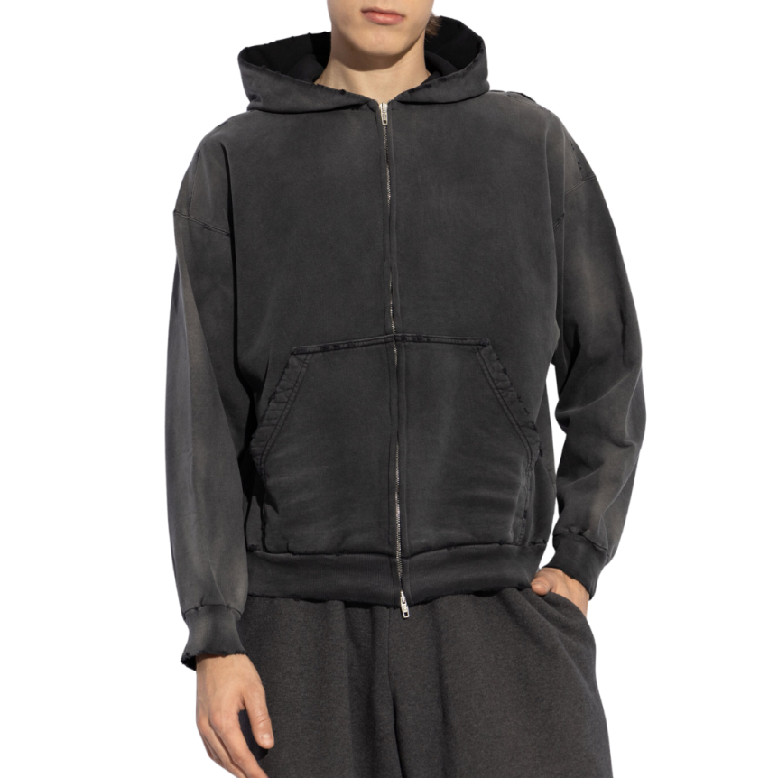 Hoodie BALENCIAGA Not Been Done Zippé molleton coton noir