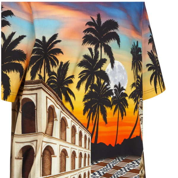 T-shirt FENDI manche courte col rond coton multicolore palmiers