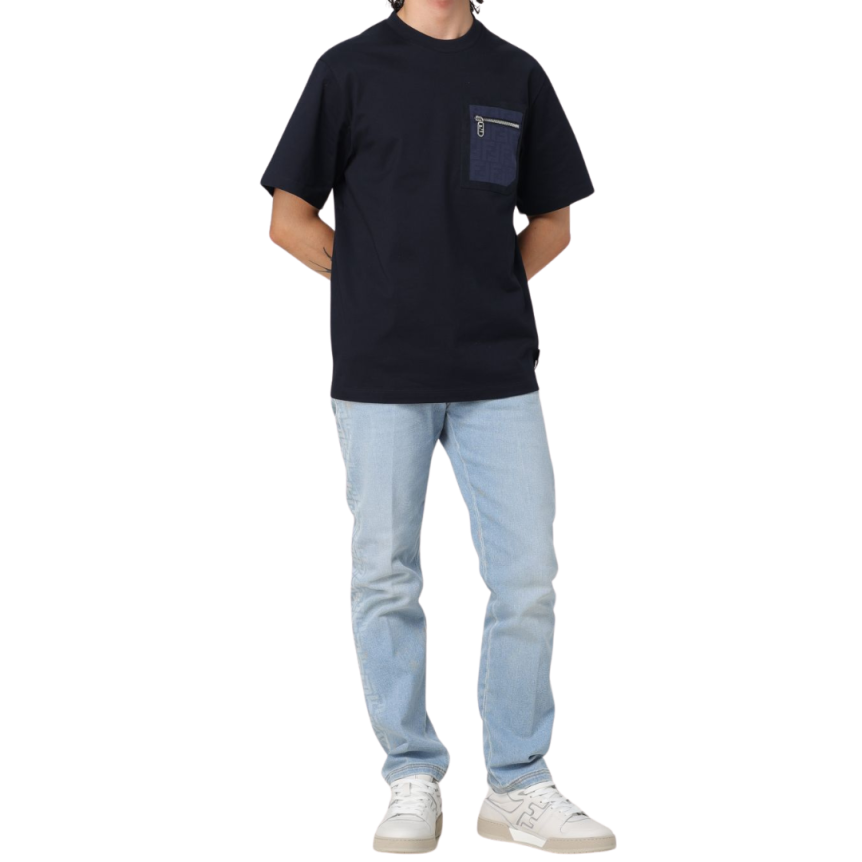 Jean slim FENDI coton denim bleu clair FF clair