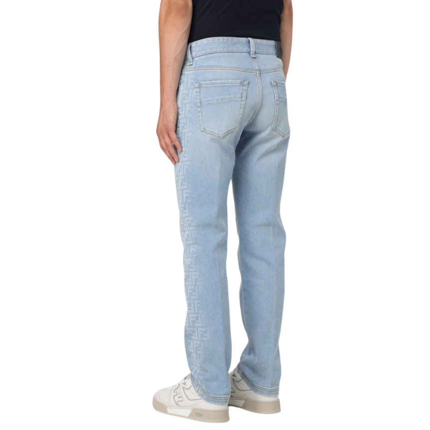 Jean slim FENDI coton denim bleu clair FF clair