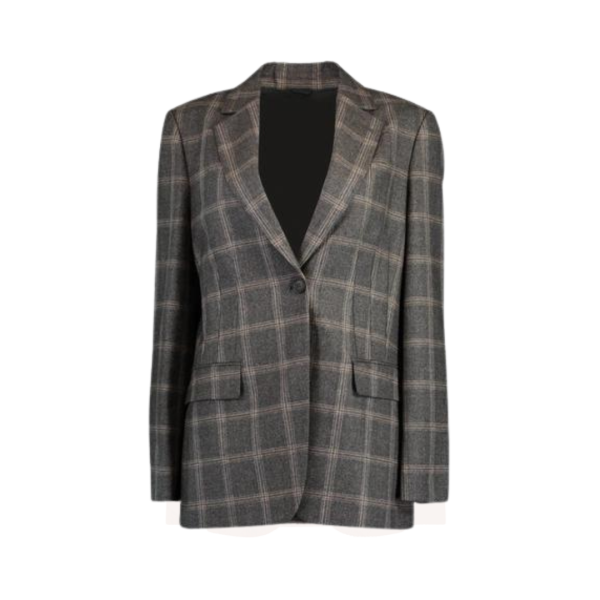 Blazer BRUNELLO CUCINELLI flanelle à carreaux broche monilli hématite en gris