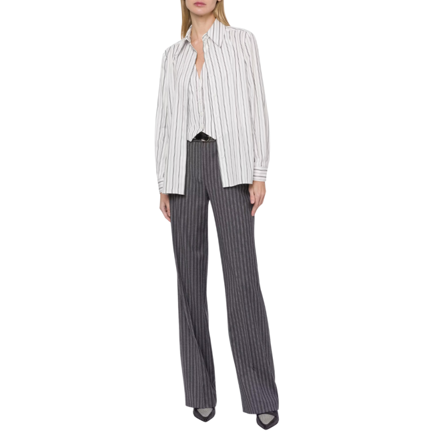 Pantalon ALBERTA FERRETTI flanelle extensible rayures gris