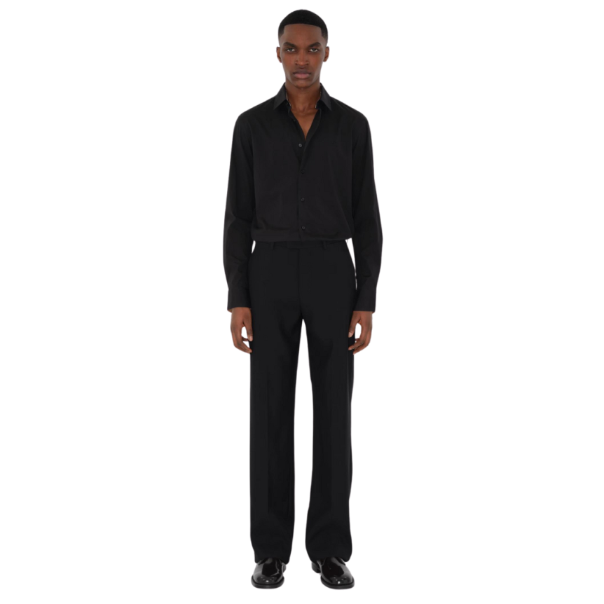 BURBERRY Chemise Sherfield coton stretch blanc broderie chevalier équestre