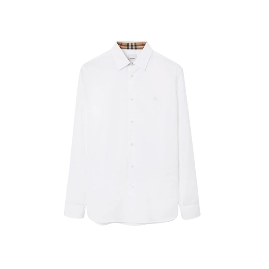 Chemise BURBERRY Sherfield coton stretch blanc broderie chevalier équestre