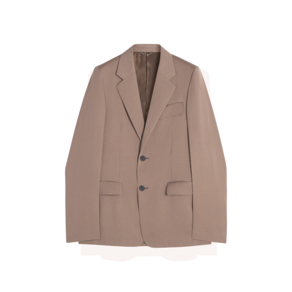 Veste simple boutonnage LANVIN laine tissée marron glacé