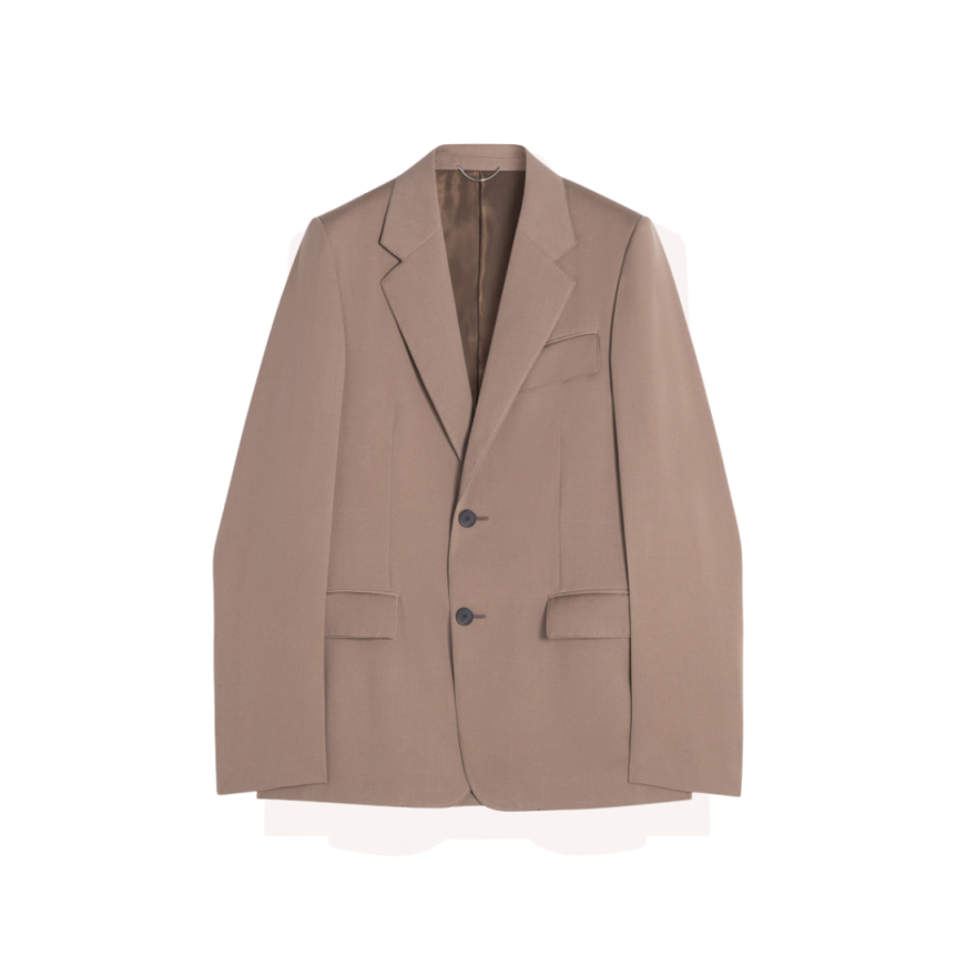 Veste simple boutonnage LANVIN laine tissée marron glacé