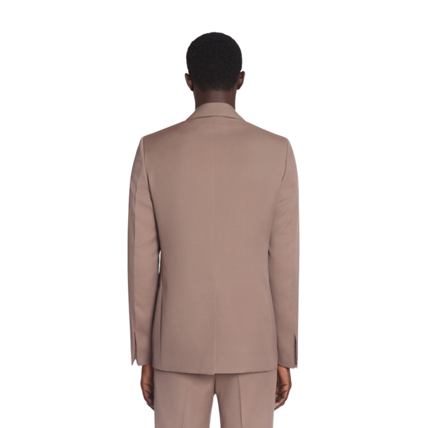 Veste simple boutonnage LANVIN laine tissée marron glacé