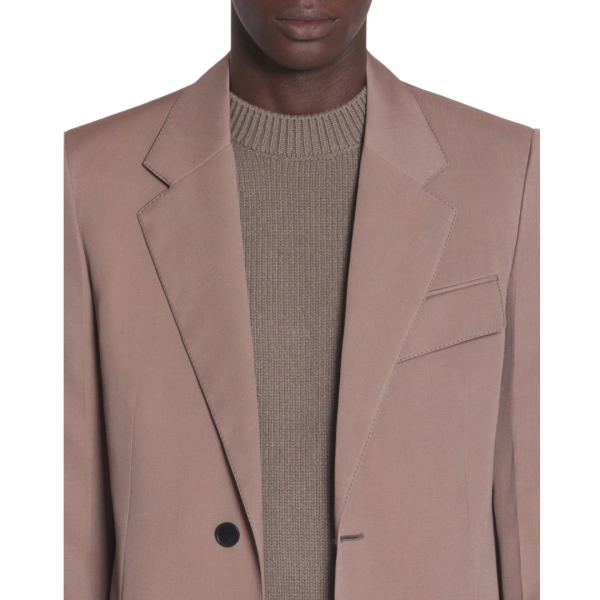 Veste simple boutonnage LANVIN laine tissée marron glacé