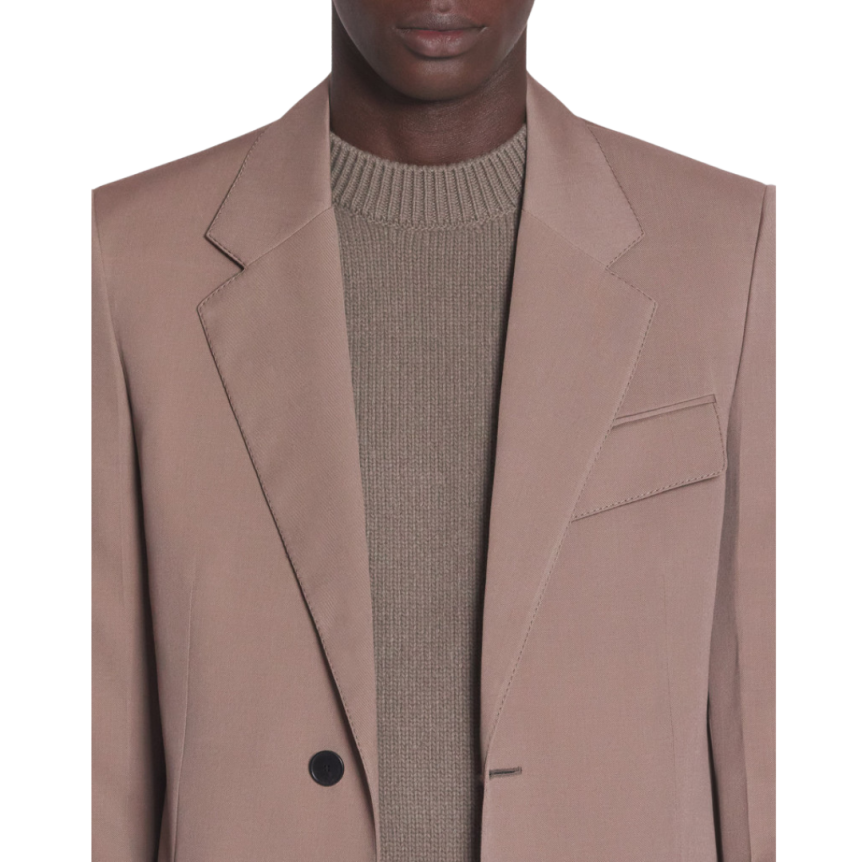 Veste simple boutonnage LANVIN laine tissée marron glacé