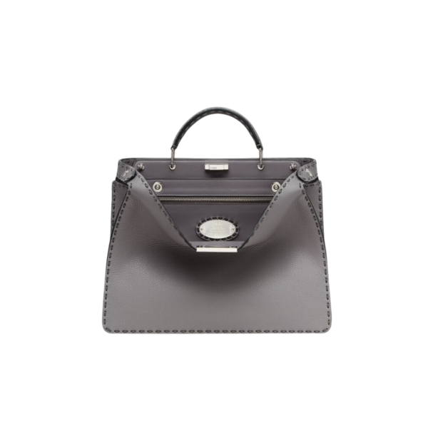 Sac FENDI Peekaboo ISeeU Medium Selleria cuir gris surpiqué