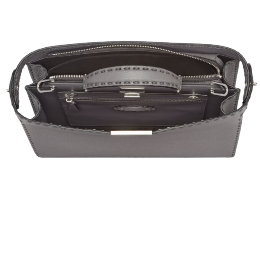 Sac FENDI Peekaboo ISeeU Medium Selleria cuir gris surpiqué