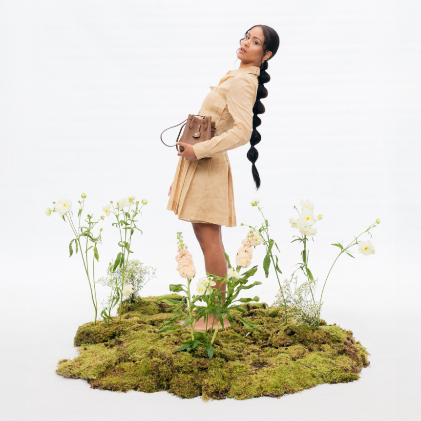 Robe ALBERTA FERRETTI chemise courte coton beige jupe plissée