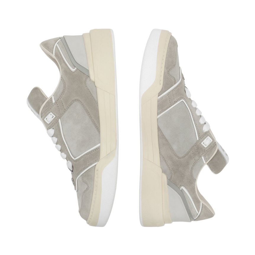 Baskets DOLCE GABBANA New Roma daim beige cuir logo métal gris