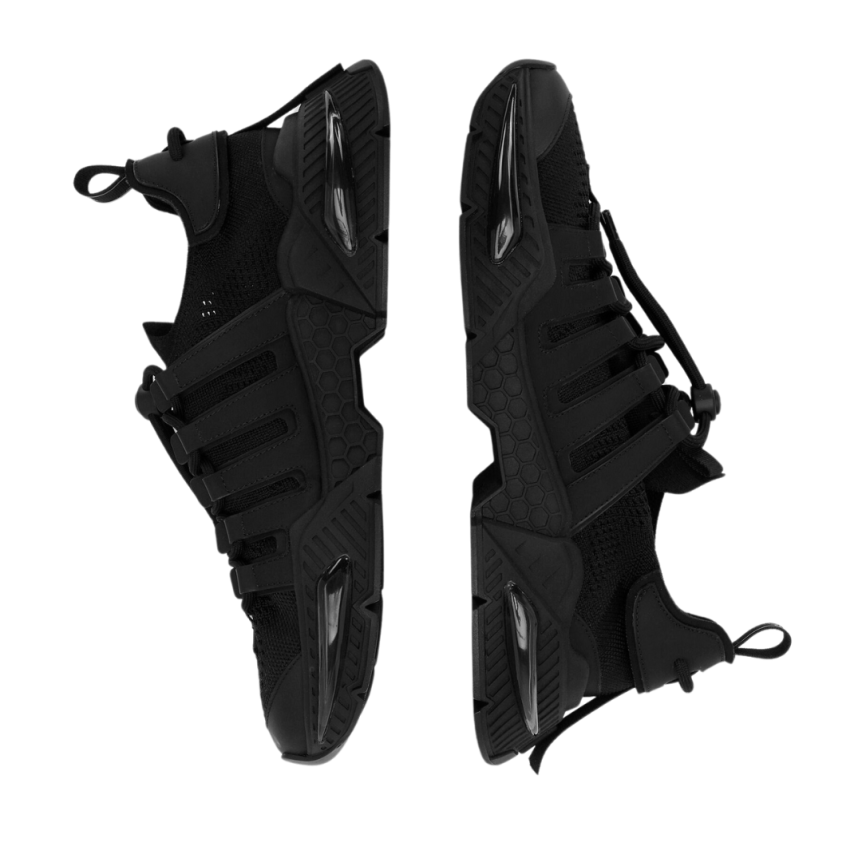 Baskets DOLCE GABBANA Airmaster nylon cuir noir lacets ronds