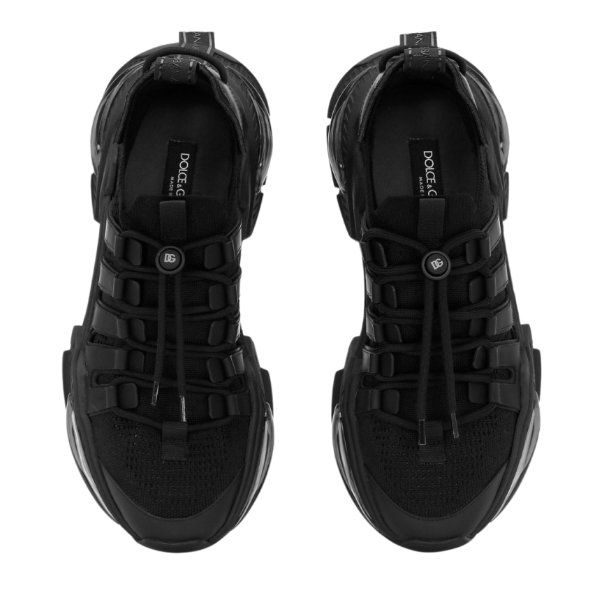 Baskets DOLCE GABBANA Airmaster nylon cuir noir lacets ronds