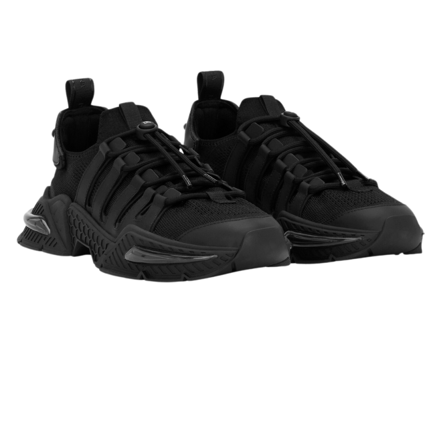 Baskets DOLCE GABBANA Airmaster nylon cuir noir lacets ronds