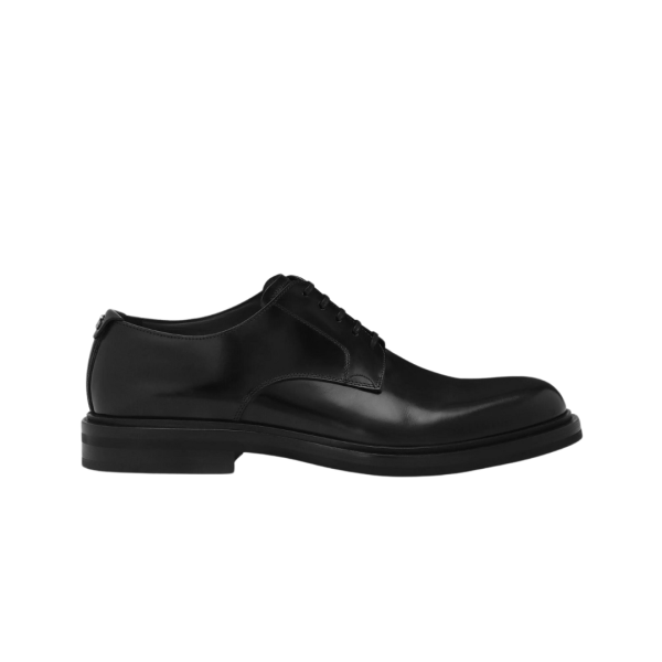 Chaussures lacets DOLCE GABBANA derby cuir veau brossé noir DG métal