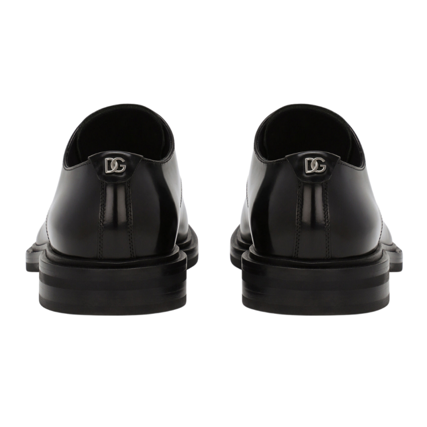 Chaussures lacets DOLCE GABBANA derby cuir veau brossé noir DG métal