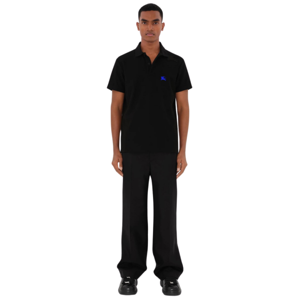 Polo BURBERRY manche courte coton noir chevalier équestre bleu