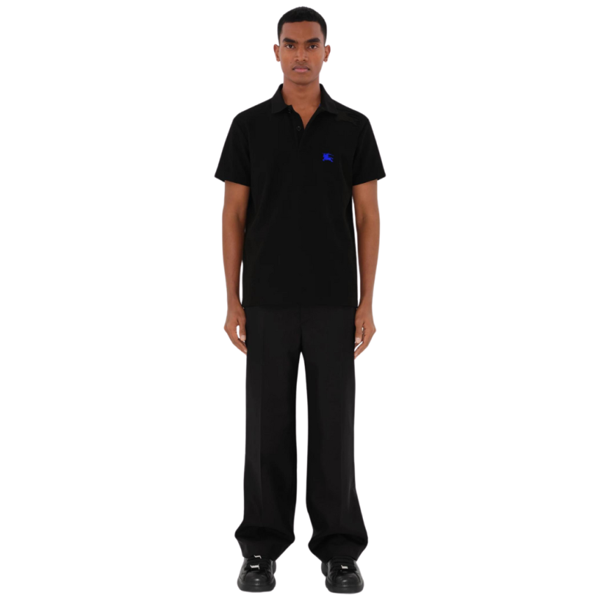 Polo BURBERRY manche courte coton noir chevalier équestre bleu