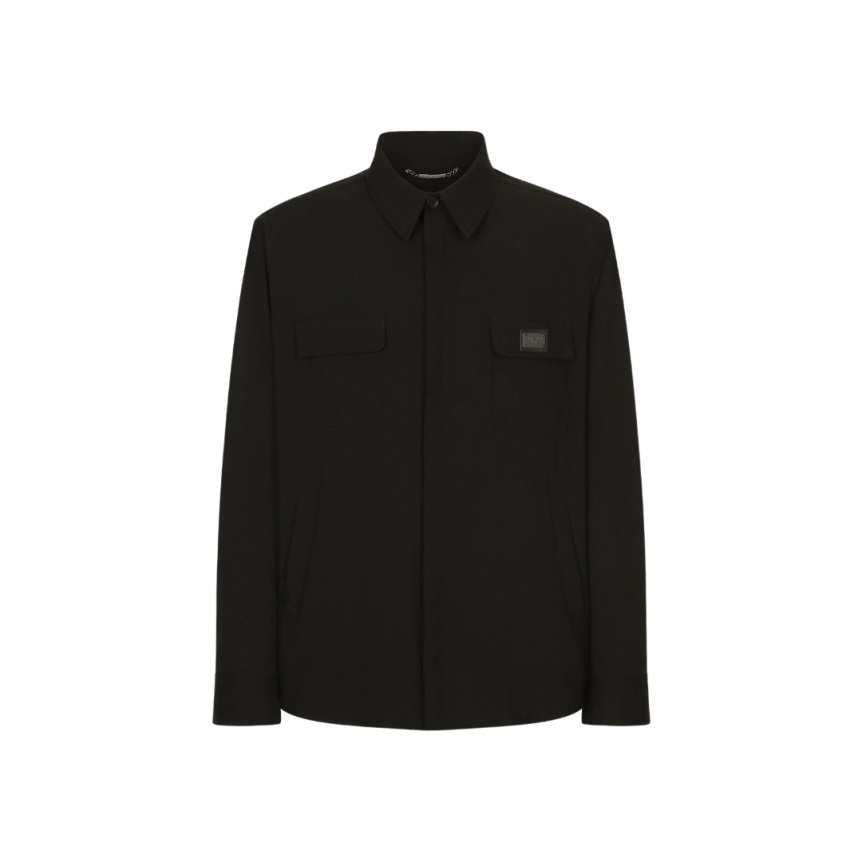 Chemise DOLCE GABBANA nylon noir étiquette logo poche poitrine