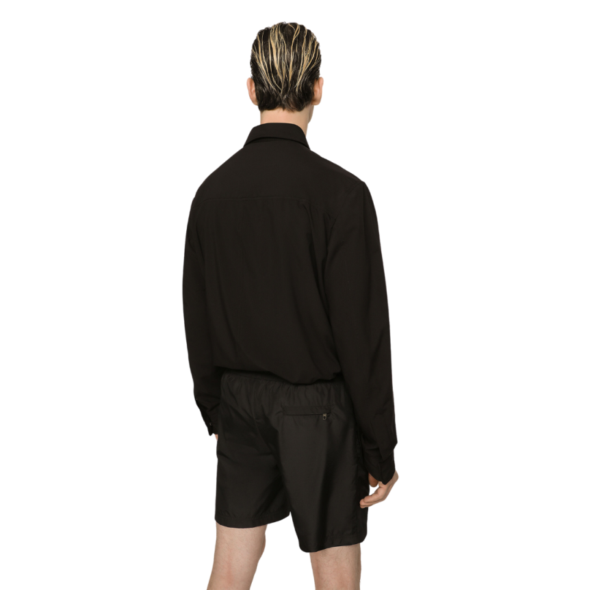 Chemise DOLCE GABBANA nylon noir étiquette logo poche poitrine