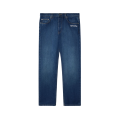 Jean fuselé brut délavé bleu denim broderie logo blanc