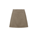 Mini jupe trapèze laine carreaux beige noir